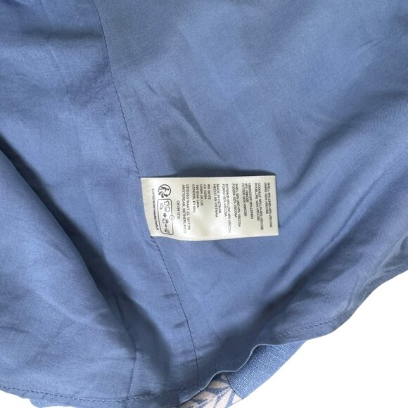 Free People Linen Blend Halter Mini Dress Blue Boho Floral Stripe Pattern Size M - Picture 8 of 11